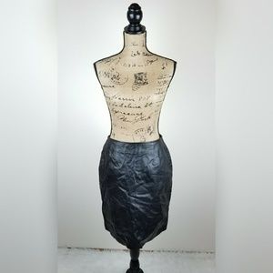 Women's vintage 100% leather pencil skirt